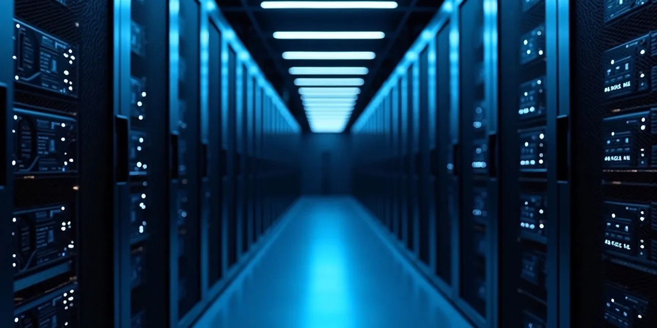 GPU server racks in a data center